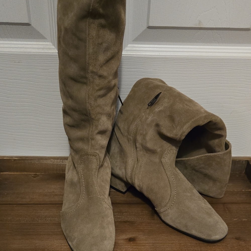 Vero Cuoio Over the Knee Suede Boots - Taupe